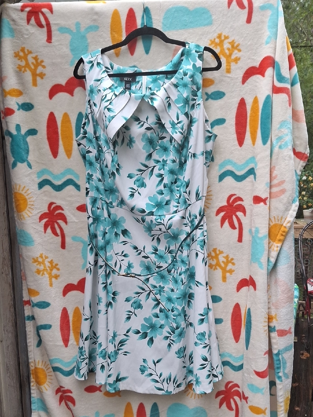 Alyx Teal Floral Sleeveless Summer Dress
